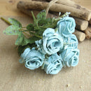 GobekUsa Blue Peony Tea Rose Silk Fake Flowers for DIY Home Garden Wedding Decor