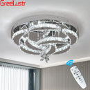 GobekUsa Crystal Drop Chandelier Ceiling Light with RC Dimming for Modern Home Decor