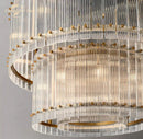 GobekUsa Clear LED Glass Chandelier, Two-Tier Round Living Room Pendant Light
