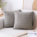 GobekUsa Black Striped Corduroy Throw Pillow Cover 18x18 Inch Square Cushion Case White Pillowcase