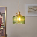 GobekUsa Green Glass LED Pendant Light: Nordic Modern Hanging Lamp for Bedroom Dining Room