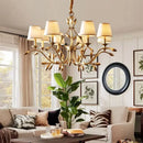 GobekUsa Gold Copper Chandelier with Fabric Shades & LED Lighting