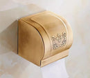 GobekUsa Bronze Carved Bath Accessories Set: Shelf, Towel Rack, Paper Holder, Toilet Brush Holder