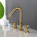 GobekUsa Gold Basin Faucet: Black Brass Widespread Bathroom Tap with Chrome Finish