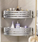 GobekUsa Corner Shelf with Towel Bar Hook, Aluminum Organizer for Bathroom and Kitchen