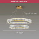 GobekUsa Crystal LED Ring Chandelier - Luxury Villa Stair Pendant Fixture