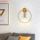 GobekUsa LED Gold Round Ring Wall Lamp Ceiling Light for Bedroom Wall Sconce