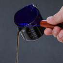 GobekUsa Glass Double Mouth Espresso Measuring Cup with Wooden Handle Scale Mug