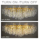 GobekUsa Gold Crystal Chandelier LED Round Light Island Branch Chandelier