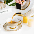 GobekUsa Gold Ceramic Tea Set for Dining Table, Coffee Mug, Teapot, Afternoon Tea & Beverage Container