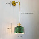 GobekUsa Green Glass LED Chandelier: Minimalist Brass Hanging Lights