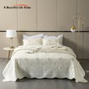 GobekUsa Gold Embroidery Cotton Bohemia Quilt Set - 3PCS Coverlet & Pillowcase