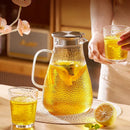 GobekUsa Glass Tea Set with Stainless Steel Lid Jug and Cups
