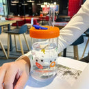 GobekUsa Kawaii Glasses with Lid and Straw Bubble Tea Cup - 550ml Cute Drinkware
