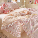 GobekUsa Korean Cotton Patchwork Quilt with Lace and Ruffle for Summer