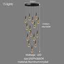 GobekUsa Crystal Chandelier for Stairwell and Living Room Dimming Lighting
