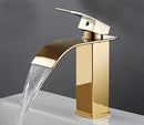 GobekUsa Gold Bathroom Faucet: Brass Rose Gold Basin Waterfall Mixer Tap