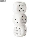 GobekUsa Ceramic Dice Vase Desk Decor Flower Arrangement Artificial Flowers Room Aesthetic