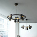 GobekUsa Black Ring LED Pendant Light for Living Room Dining Kitchen Bar
