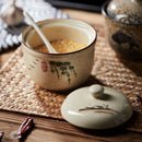 GobekUsa 6.5inch Retro Ceramic Ramen Bowl Set with Lid, Chopsticks, and Spoons
