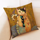 GobekUsa Cat Design Linen Pillowcase 45x45cm for Home Decor and Cushion Covers