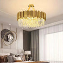 GobekUsa Crystal LED Pendant Lights: Luxury Gold Plating Metal Hanging Lamp for Living, Dining, Bedroom