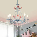 GobekUsa Blue Crystal Bouquet Chandelier for Princess Girl Bedroom - Romantic Children's Flowers Pendant Lights