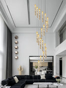 GobekUsa Crystal Chandelier for Two-storey Foyer & Circular Stairwell