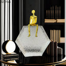 GobekUsa Golden Figures Sculpture: Modern Desk Ornament for Room Aesthetics
