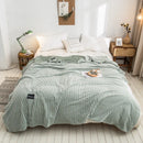 GobekUsa Gray Plaid Coral Fleece Bed Blanket - Single/Queen/King Size Cozy Flannel Bedspread