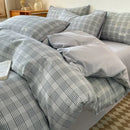 GobekUsa Grid Printed Cotton Fitted Sheet Set - Double-Sided Mix Color Quilt Cover