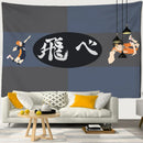 GobekUsa Haikyuu Black White Letters Tapestry Wall Hanging - Psychedelic Home Decor