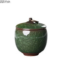 GobekUsa Ice Cracked Texture Tea Caddy Storage Jar with Moisture-proof Sealed Lid