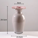 GobekUsa Pink Flower Edge Glass Vase: Desk Hydroponics Plant Pot for Floral Arrangement