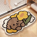 GobekUsa Cartoon Puppy Flocked Bathroom Rug Thicken Super Absorbent Water Bath Rugs