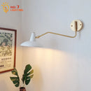 GobekUsa Copper Swing Arm Wall Lamp LED E27 Retro Telescopic Bedside Living Room