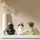 GobekUsa Bulldog Resin Statue Yoga Sculpture Miniature Figurine Home Garden Decor