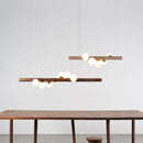 GobekUsa Burly Wood Walnut Glass Pendant Light for Living Room Bar Foyer