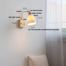 GobekUsa Ash Wood LED Wall Light Fixture with Pull Chain Switch, Modern Nordic Design