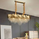GobekUsa Crystal Chandelier: Modern LED Tassels Stainless Steel Pendant Light for Living Room