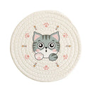 GobekUsa Cat Print Round Woven Coaster Cup Mat Table Heat Insulation Pad
