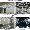 GobekUsa Geometric LED Lights for Exhibition Car Detailing Garage Workshop - Polygonal Snowflake Theme