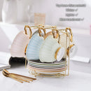 GobekUsa Gold Porcelain Tea Set 200ml Elegant Coffee Cup Saucer Spoon Set