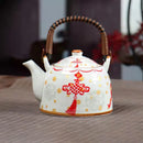 GobekUsa Blue and White Porcelain Teapot 900ml Clay Heated Kettle Puer Tea Cup Set