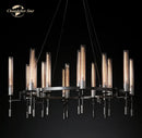 GobekUsa LED Round Glass Chandelier for Living Dining Room Lighting