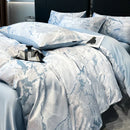 GobekUsa Black Grey Marble Ice Silk Duvet Cover Set - Luxury Cooling Comfort, Nordic Style