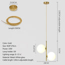 Nordic Glass Globe Pendant Light in Gold and White