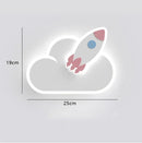 GobekUsa Children's Room Crown Clouds Rocket Planet Night Light Bedside Lamp