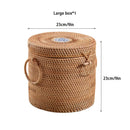 GobekUsa Handwoven Rattan Storage Box with Lid - Kitchen Organizer & Decorative Basket