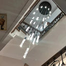 GobekUsa Crystal Chrome LED Chandelier: Elegant Duplex Stair Lighting for Modern Interiors